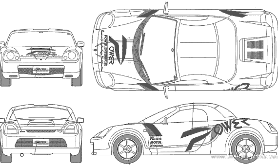 Toyota MR2 S Turbo Power - Тойота - чертежи, габариты, рисунки автомобиля