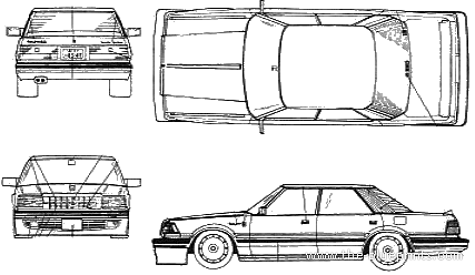 Toyota MS125 Crown 3.0 Twincam - Тойота - чертежи, габариты, рисунки автомобиля