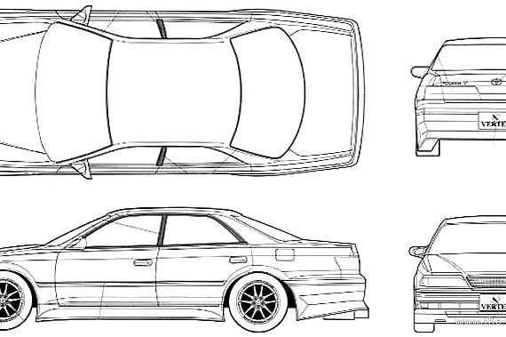 Toyota Mark II (2002) - Тойота - чертежи, габариты, рисунки автомобиля
