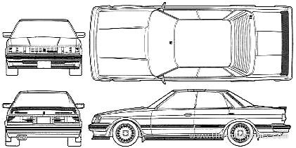 Toyota Mark II 2.0 GT Twin Turbo - Тойота - чертежи, габариты, рисунки автомобиля