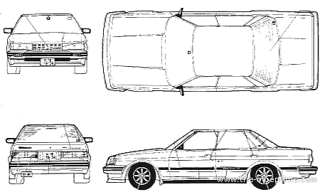 Toyota Mark II Twinturbo (GX71) - Тойота - чертежи, габариты, рисунки автомобиля