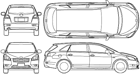 Toyota Mark X ZiO (2008) - Тойота - чертежи, габариты, рисунки автомобиля