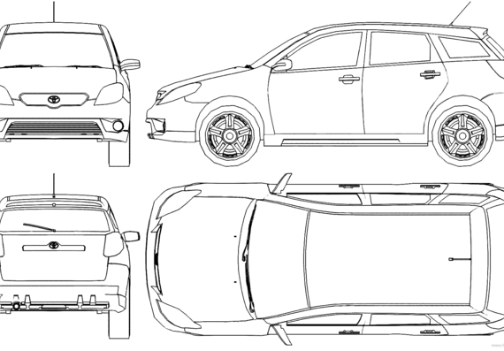 Toyota Matrix (2004) - Тойота - чертежи, габариты, рисунки автомобиля