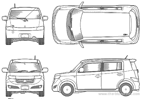Toyota New bB - Тойота - чертежи, габариты, рисунки автомобиля