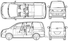Toyota Noah (2005) - Тойота - чертежи, габариты, рисунки автомобиля