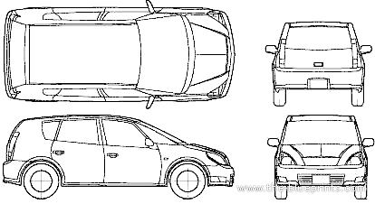 Toyota OPA - Тойота - чертежи, габариты, рисунки автомобиля