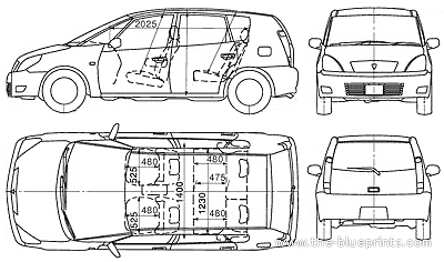 Toyota Opa (2005) - Тойота - чертежи, габариты, рисунки автомобиля