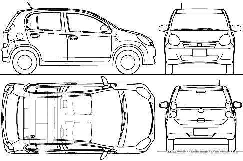 Toyota Passo (2010) - Тойота - чертежи, габариты, рисунки автомобиля
