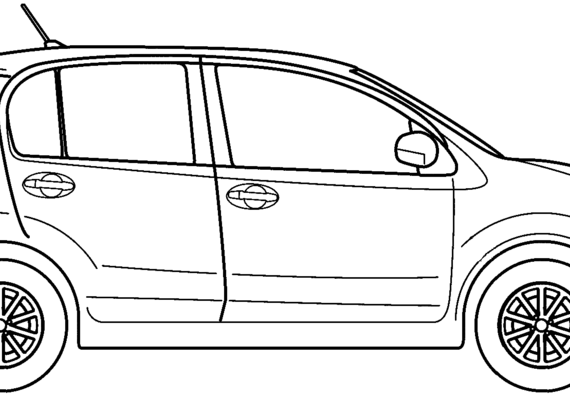 Toyota Passo (2014) - Тойота - чертежи, габариты, рисунки автомобиля