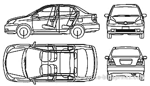 Toyota Platz (2005) - Тойота - чертежи, габариты, рисунки автомобиля