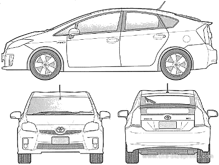 Toyota Prius (2009) - Тойота - чертежи, габариты, рисунки автомобиля