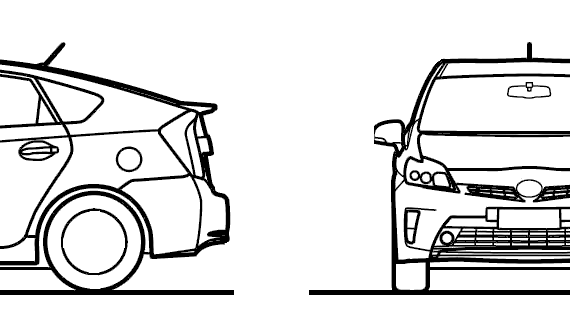 Toyota Prius (2012) - Тойота - чертежи, габариты, рисунки автомобиля