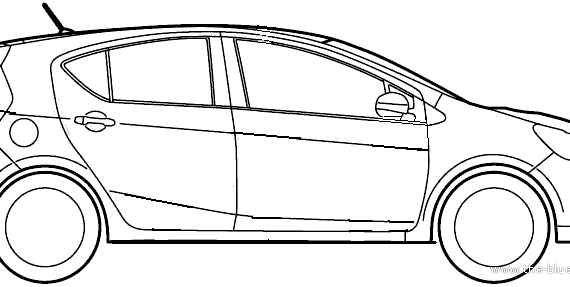 Toyota Prius Aqua (2012) - Тойота - чертежи, габариты, рисунки автомобиля