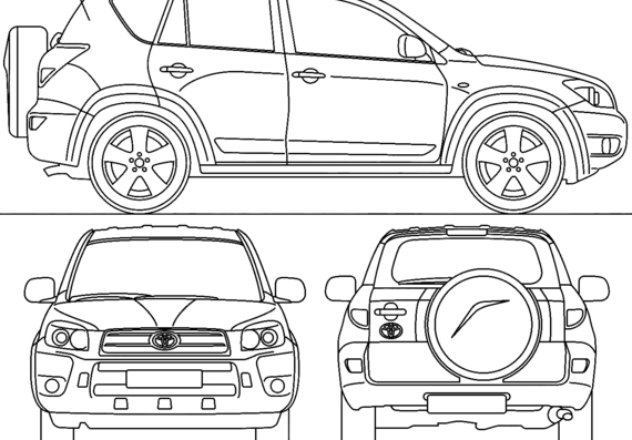 Toyota RAV4 (2006) - Тойота - чертежи, габариты, рисунки автомобиля