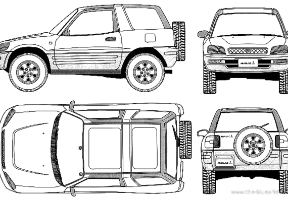 Toyota RAV4 SWB (1995) - Тойота - чертежи, габариты, рисунки автомобиля