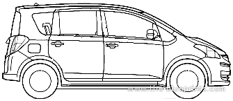 Toyota Ractis (2008) - Тойота - чертежи, габариты, рисунки автомобиля