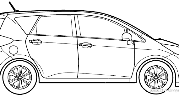 Toyota Ractis (2012) - Тойота - чертежи, габариты, рисунки автомобиля