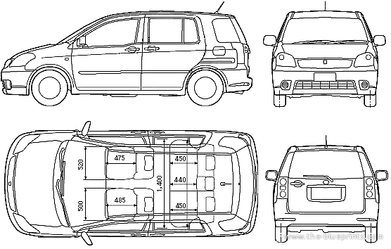 Toyota Raum (2006) - Тойота - чертежи, габариты, рисунки автомобиля