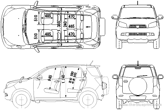 Toyota Rush (2006) - Тойота - чертежи, габариты, рисунки автомобиля