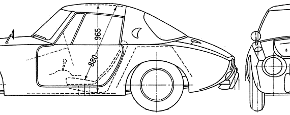 Toyota S800 (1965) - Тойота - чертежи, габариты, рисунки автомобиля