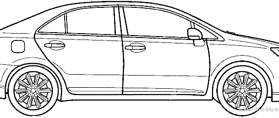 Toyota Sai (2012) - Тойота - чертежи, габариты, рисунки автомобиля