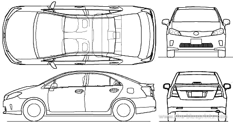 Toyota Sai (Lexus HS 250h) (2010) - Тойота - чертежи, габариты, рисунки автомобиля