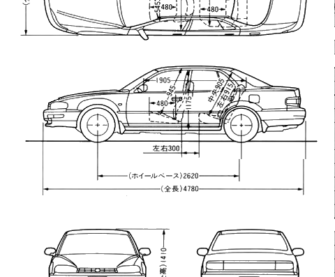 Toyota Scepter Camry - (1992) - Тойота - чертежи, габариты, рисунки автомобиля