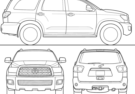 Toyota Sequoia (2013) - Тойота - чертежи, габариты, рисунки автомобиля