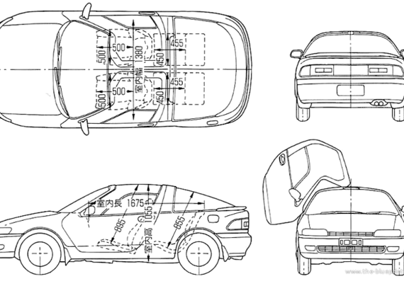 Toyota Sera - Тойота - чертежи, габариты, рисунки автомобиля