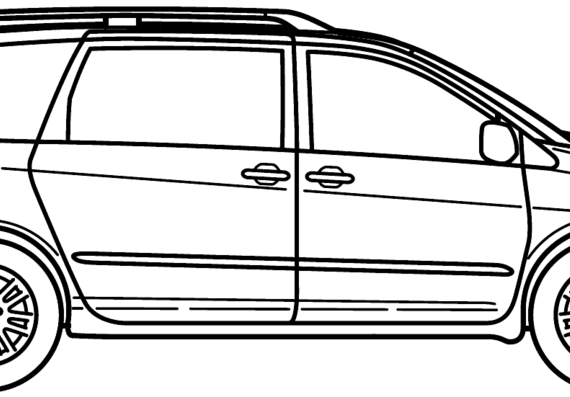 Toyota Sienna (2010) - Тойота - чертежи, габариты, рисунки автомобиля