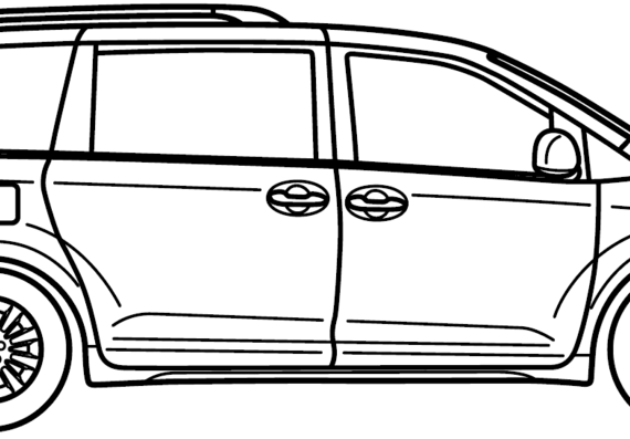 Toyota Sienna (2014) - Тойота - чертежи, габариты, рисунки автомобиля