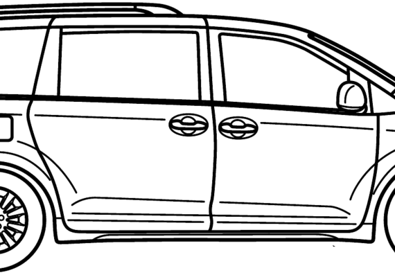 Toyota Sienna 2014 (2014) - Тойота - чертежи, габариты, рисунки автомобиля