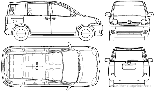 Toyota Sienta (2007) - Тойота - чертежи, габариты, рисунки автомобиля