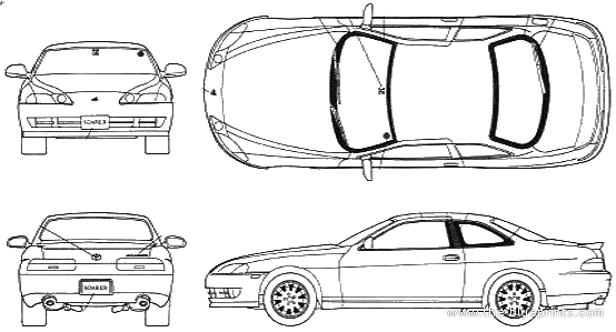 Toyota Soarer GT Twin Turbo L - Тойота - чертежи, габариты, рисунки автомобиля