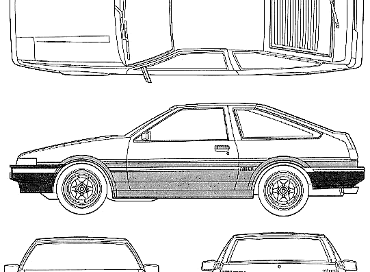 Toyota Sprinter Trueno (1986) - Тойота - чертежи, габариты, рисунки автомобиля