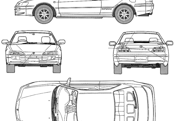 Toyota Sprinter Trueno BZ-G (AE111) - Тойота - чертежи, габариты, рисунки автомобиля