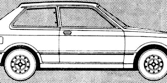 Toyota Starlet 3-Door (1980) - Тойота - чертежи, габариты, рисунки автомобиля
