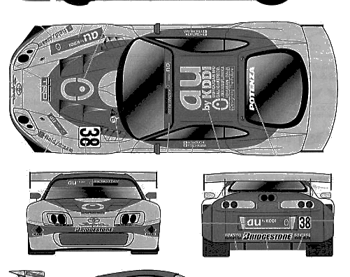 Toyota Supra AU JGTC (2001) - Тойота - чертежи, габариты, рисунки автомобиля