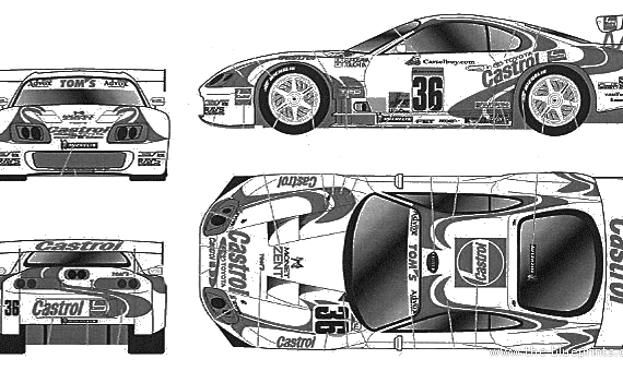 Toyota Supra Castrol JGTC (2001) - Тойота - чертежи, габариты, рисунки автомобиля