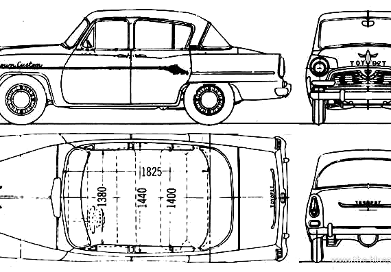 Toyota Toyopet Crown Custom Sedan (1959) - Тойота - чертежи, габариты, рисунки автомобиля