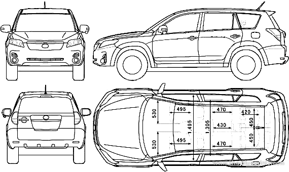 Toyota Vanguard (2007) - Тойота - чертежи, габариты, рисунки автомобиля