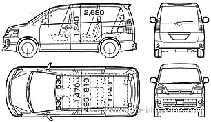 Toyota Voxy (2005) - Тойота - чертежи, габариты, рисунки автомобиля