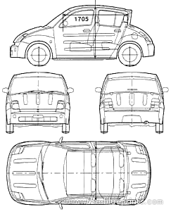 Toyota Will-Vi (2003) - Тойота - чертежи, габариты, рисунки автомобиля
