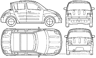 Toyota Will VI (2003) - Тойота - чертежи, габариты, рисунки автомобиля