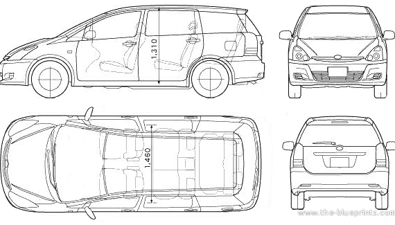 Toyota Wish (2006) - Тойота - чертежи, габариты, рисунки автомобиля