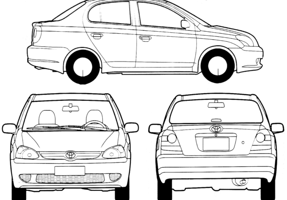 Toyota Yaris (2006) - Тойота - чертежи, габариты, рисунки автомобиля