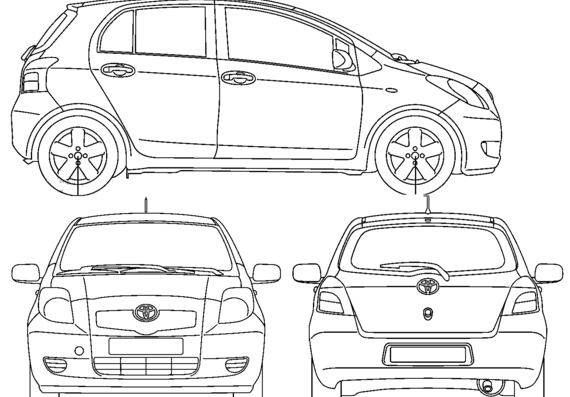 Toyota Yaris 5-Door (2006) - Тойота - чертежи, габариты, рисунки автомобиля