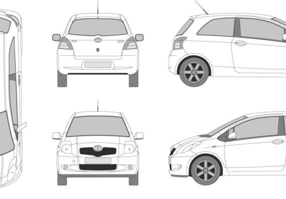 Toyota Yaris Hatchback (2008) - Тойота - чертежи, габариты, рисунки автомобиля