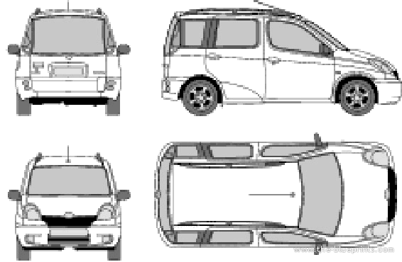 Toyota Yaris Verso (2000) - Тойота - чертежи, габариты, рисунки автомобиля