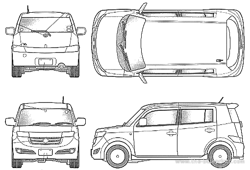 Toyota bB ZQ Ver. Z - Тойота - чертежи, габариты, рисунки автомобиля